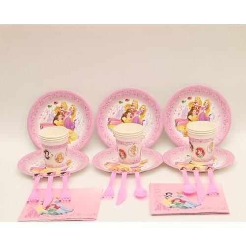 189Pcs/lot Princess Kids Birthday Party Decorations Cup Plate Tablecloth Straw Napkin Cartoon theme Disposable Party Supplies