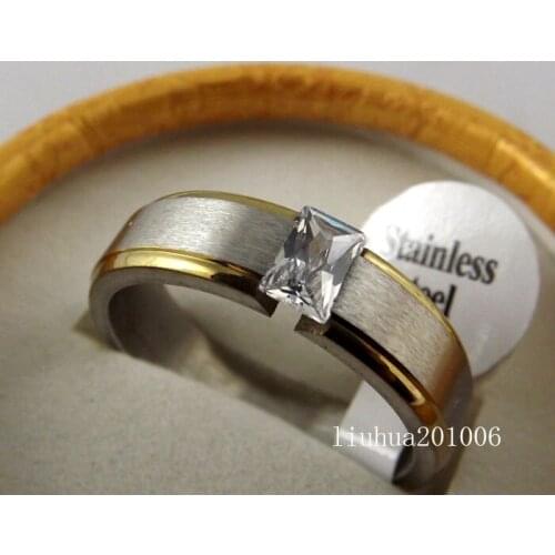 Wholesale 20 pcs Gold edge Fashion Zircon Stainless steel Rings for Men and Women Jewelry