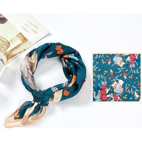 2020 New Silk Satin Hair Scarf For Women Small Square Scarf Headband Hairband Scarf Mountain Stream Scarf Printing Ladies Scarf