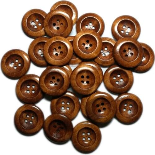 50PCS 4 Holes Round Wood Sewing Buttons DIY Clothing Sewing Accessories Wooden Buttons 25mm(1") Dia Scrapbooking Embellishments