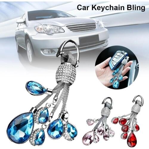 Car Keychain Innovative Crystal Rhinestone Alloy Women Car Key Pendant Key Decoration Car Hanging Supplies
