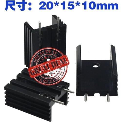 Free Shipping Wholesale 100PCS Aluminum IC heatsink 20*15*10mm TO-220 Heatsink 781 7805 heatsink Black with pin