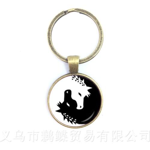 Yin-Yang Key Chain Ying Yang Magic Sign Zen Boho Style Keyring Glass Cabochon Tree Of Life Keyholder For Men Women Girl Gift