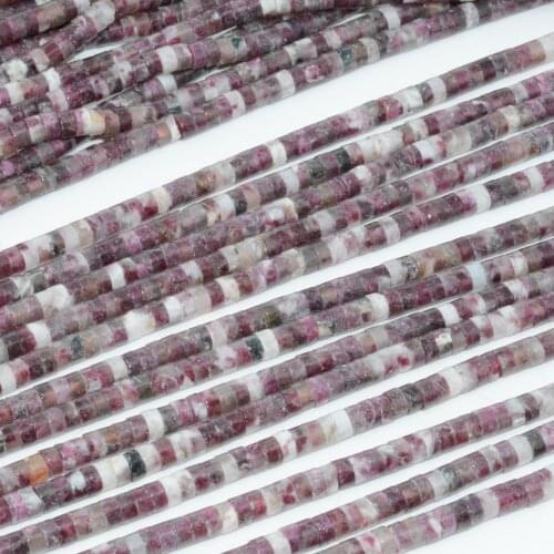 Natural Natural Rubelite Tourmaline Flat Tube Beads 2x4mm