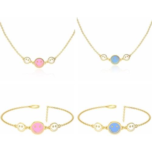 AIDE One Piece Necklace For Women 2021 Smiley Enamel Chain Around The Neck Collares Para Mujer Bijoux Femme Vintage Collare y2k