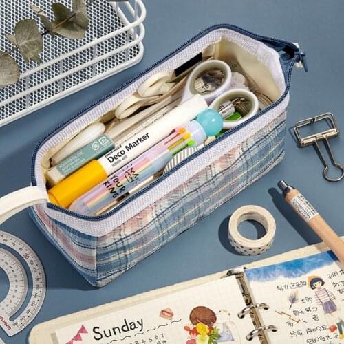 Large Capacity Pencil Case-Kawaii Canvas Pencilcase School Pen Case Supplies Pencil Bag School Box Pencil Pouch Stationery