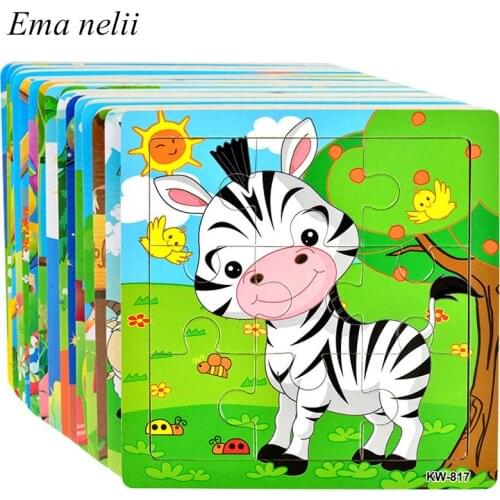Baby Cognition Puzzle Wooden Toys For Kids 9/20 Small Piece Jigsaw Animal Educational Learning Toys For Children Gift