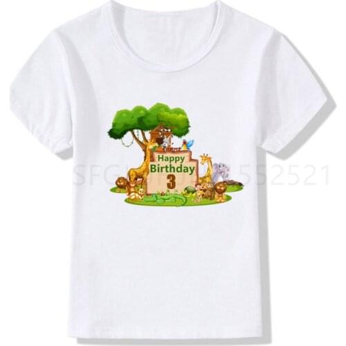 Childrens Dinosaur Deer Elephant Shirt Printable New Summer T-shirt Happy Birthday T-shirt Digital Number T-shirt