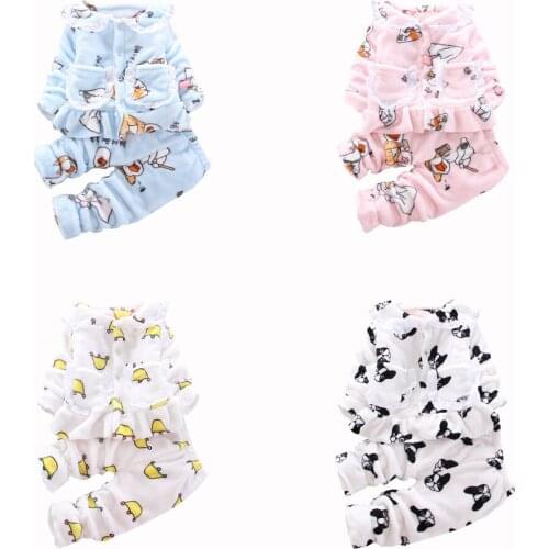 Imcute 2 Pcs Children Pajama Set, Flannel Lace Lapel Long-Sleeves Sleepwear Suit CTute Cartoon Printing for Little Girl