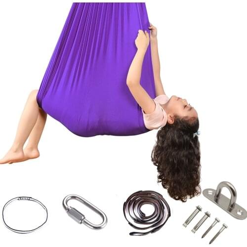 Indoor children swing outdoor hammock hammock chair nylon children elastic sensory swing yoga hammock factory