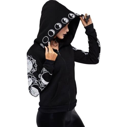 Gothic Style Women Hoodie Casual Long Sleeve Hooded Zip-Up Sweatshirts Hooded Female Jumper Women 2 Tracksuits Femal Tops
