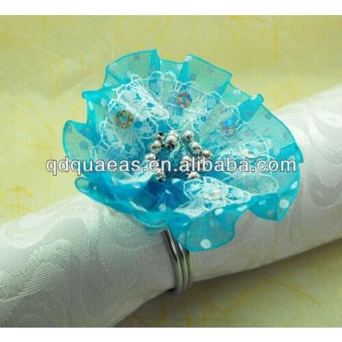 Crystal napkin rings with lace flower