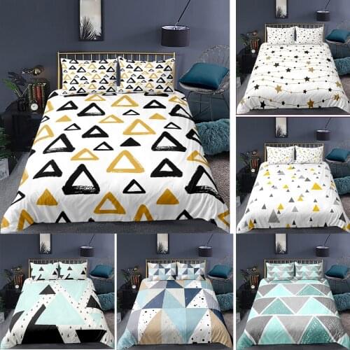 Triangle Geometry Pattern Queen Duvet Cover Set 2/3 Pcs Soft Bedding Set Geometry Comforter Cover Bedding Set Modern Style