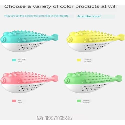 Soft Silicone Clean Teeth Reusable Chew Bite Resistant Funny Interactive Simulation Fish Pet Toy Cat Toothbrush Catnip Molar