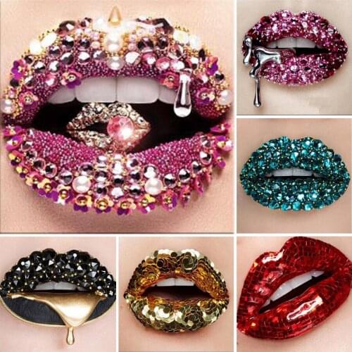 Sexy Pearl diamond lips Diamond Painting DIY 5D Full Square Round Diamond Embroidery Rhinestones Mosaic Kits Decor Craft Gift