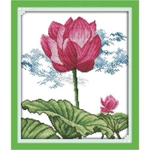 The dream lotus cross stitch kit flower 14ct printed fabric canvas stitching embroidery DIY handmade needlework