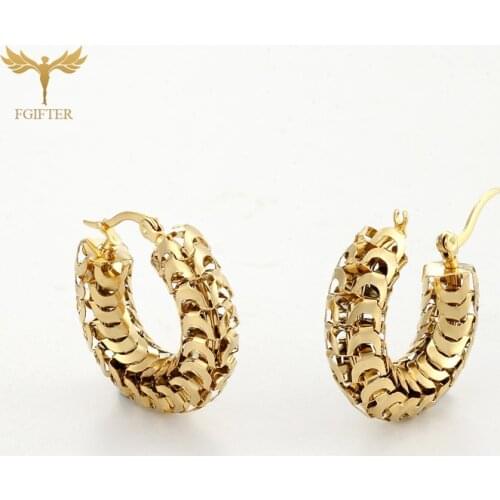 Stainless Steel Gold Color Round Hoop Earrings For Women Wide Big Metal Round Circle Statement Earrings Vintage Jewelry Gift