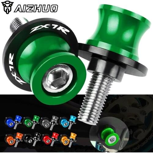 Motorcycle FOR KAWASAKI ZX7R ZX7RR ZX-7 ZX-7R ZX7-RR 1989-2003 2002 CNC Swingarm Slider Spools 10MM Stand Screw With ZX 7R LOGO