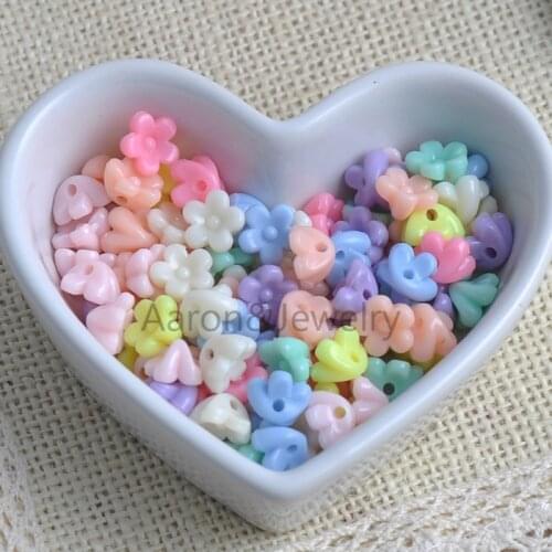 Mixed color Acrylic Flower Beads For Jewelry Handmade 10X10mm 100Pcs YKL0266X