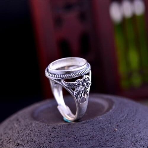 Joanlyn Adjustable Thai Sterling Silver Ring Blank Openwork Ring Base (10x14mm Oval Blank) R120B