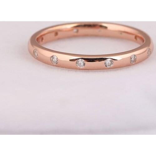 S925 Silver Rose Droplets With Crystal Ring For Women Wedding Party fit Lady Fine Jewelry