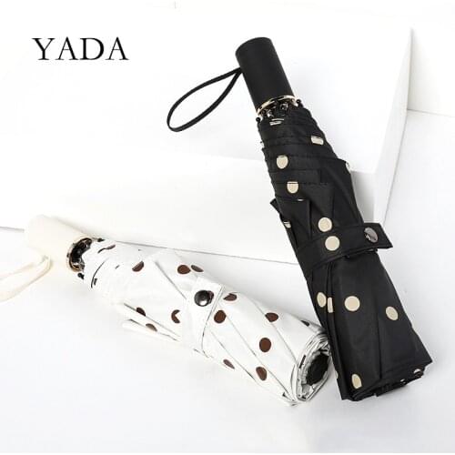 YADA 2020 Fashion Dot Pattern Charms 3-Folding Umbrella Women UV Rainproof Umbrella Parasol Rain Sun Light Umbrellas YD200178
