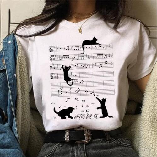 Women Cat Harajuku Funny Cartoon Print T-shirt Tops 2020 Summer Fashion Cute Anime Ullzang Short Sleeved T-shirt Girl,Drop Ship