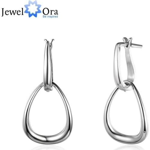 Irregular Shape Hollow Design Hoop Earrings For Women Fashion Rhodium Plated Jewelry Party Gift (JewelOra EA103191)