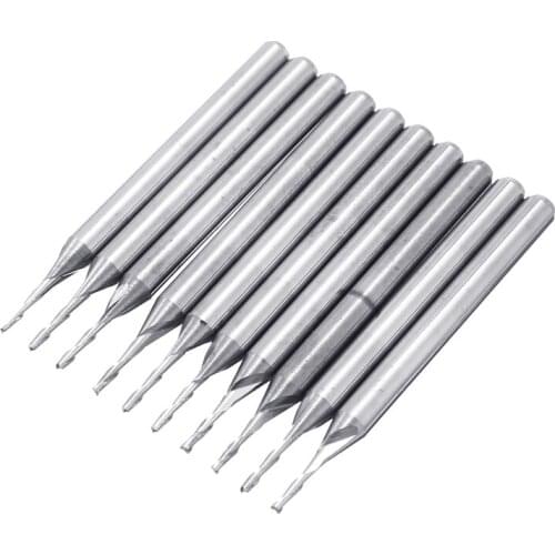 10pcs Mayitr 1mm 2-Flutes End Mill Carbide Flat Nose End Mills Router Bit for Cutting Engraving Milling Woodworking Tool