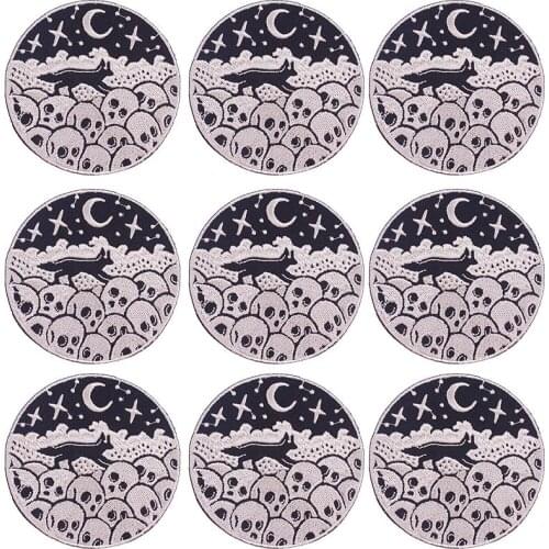 Pulaqi 10PCS Hippie Skull Space Patch Hippie Wholesale Patches Iron On Patches For Clothing Punk Wholesale Dropship Custom Patch