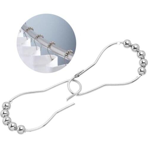 12pcs Practical Stainless Steel Curtain Hooks Bath Rollerball Shower Curtains Glide Rings Convenient Home Bathroom Accessories