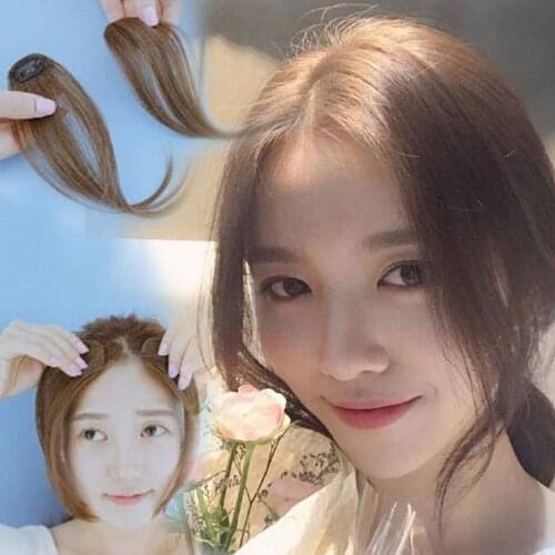 2 Pcs Women Clip in Wavy Hairpiece Wig Bangs Synthetic Fiber Hair Piece can CSV