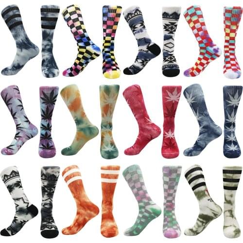 2021 new cotton mens socks creative tie-dye fun party street stockings personality style student socks