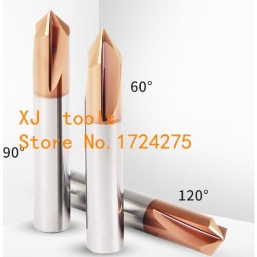 3mm-20mm*60 90 120 degrees 3flutes HRC60 Solid carbide chamfer drill Chamfering cutter Countersink Drill Bit Free shipping