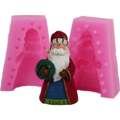 3D Christmas Mold Silicone Candle Christmas Santa Claus Trumpet Silicone Cake Mold E415