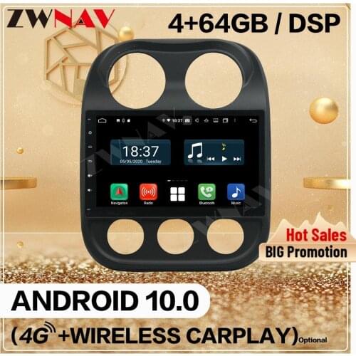 4+128 Carplay 2Din For Jeep Compass 2010 2011 2012 2013 2014 2015 2016 Android Multimedia Player Audio Radio GPS Head Unit Auto