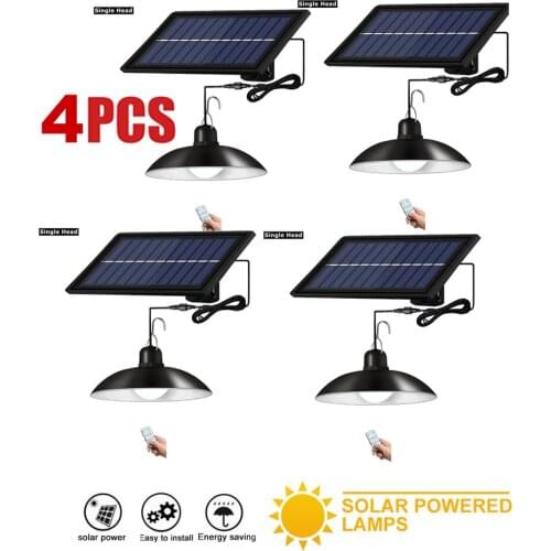4pcs remote 30 led 2 head Retro Lampshade Solar Pendant Chandelier solar Outdoor Light Wall Lamp Waterproof Garden Light Path Em