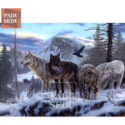 5D Wolves Diamond Mosaic Painting Animal Snow Wolf Cross Stitch Diamond Embroidery Animals Bead Picture Kits Art Home Decoration
