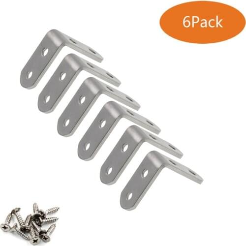 6Pack L Bracket Corner Bracket,Stainless Steel Corner Brace Joint Fastener Shelf Support,90Degree Angle Bracket