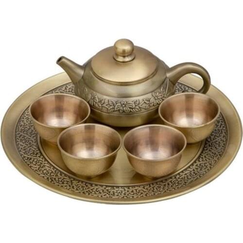 6pcs/set Creative Classical Kung Fu Tea Set Zinc Alloy Made Applicable Friends And Familyand Business Gifts Home Decoration