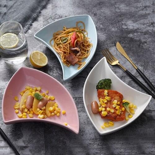 6pcs Creative Porcelain Serving Platter Handcraft Dinnerware Ceramic Plates Dishes Tray Home Fruit Snack Food Container Kitchen