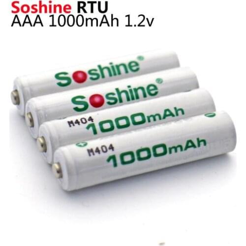 4pcs Original Soshine RTU AAA 1.2V 1000mah Pre-Charged Rechargeable Ni-MH Battery with Battery Box