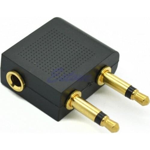 3.5mm to 2x3.5mm Airplane Travel Headphone Earphone Jack Audio Adapter Converter
