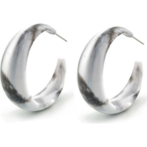 Dayoff Europe Huge Blcak White Acetic Acid Hoop Earrings Women Jewelry Big Round Eardrop Africa Vintage Open Hoop Earring E528