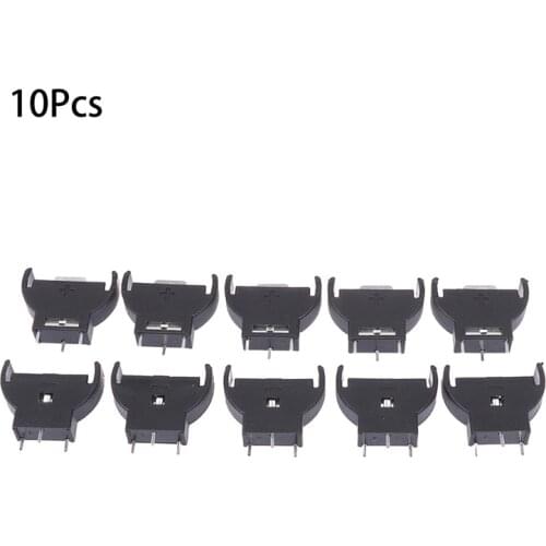 10Pcs Black Plastic 3 PINS CR2032 Half-Round Lithium Button Cell Coin Battery Box Holder Case Battery Socket Holder