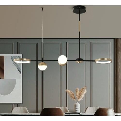 Long chandelier Dining Room Decor design lamp minimalist chandelier Indoor Home Black gold light suspension lamp fixtures