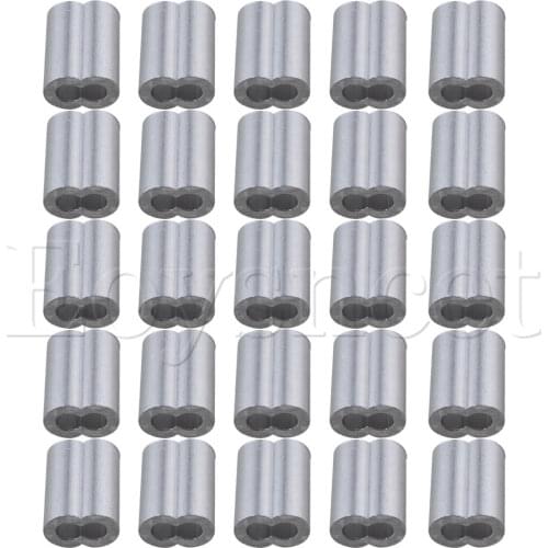 M3 Double Holes Wireropes Aluminum Sleeves Clip Clamps Silver Set of 25