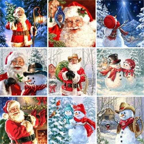 Huacan 5D DIY Diamond Painting Cartoon Christmas Full Square Diamond Embroidery Santa Claus Art Christmas Decorations Home