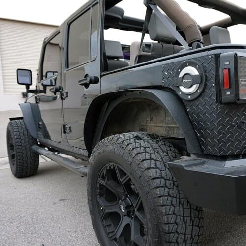 Set J064 Tuxtured Steel Flat Style Fender Flares 2007-2017 for Jeep Wrangler JK Unlimited auto products Lantsun