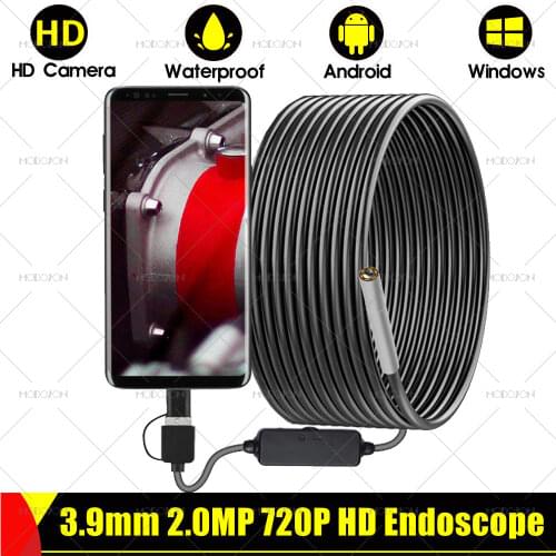 3.9mm 2.0MP 720P HD Endoscope Camera IP68 Waterproof Scope Camera 3-in-1 Zoomable Inspection Borescope Soft Hard Cable Endoscope